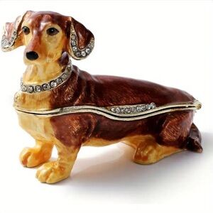 Dachshund Trinket Box with Rhinestones